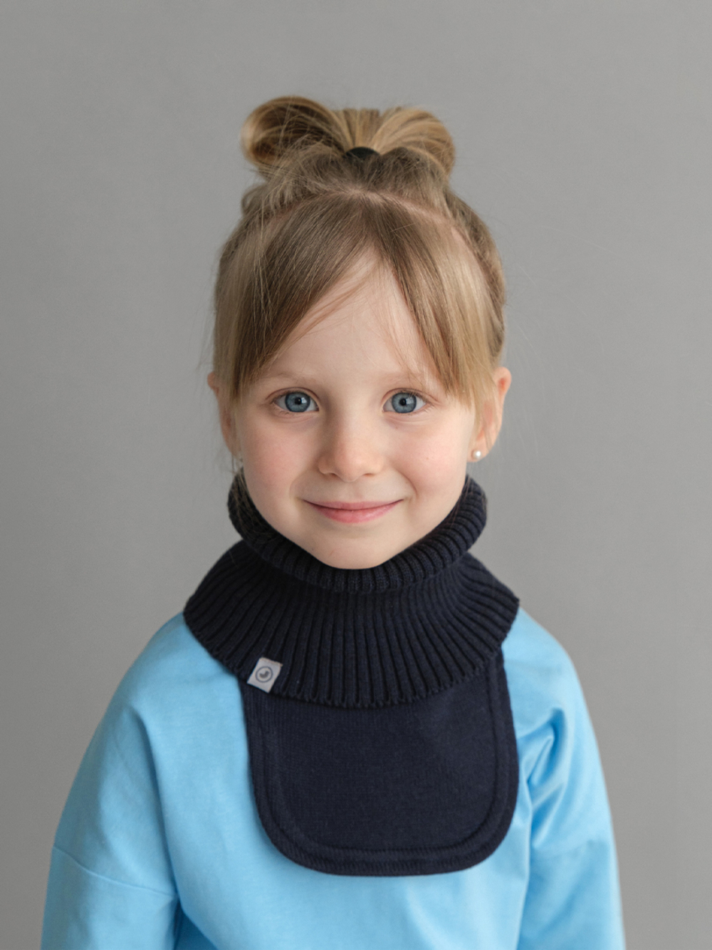 Манишка вязаная хлопковая (Синий)