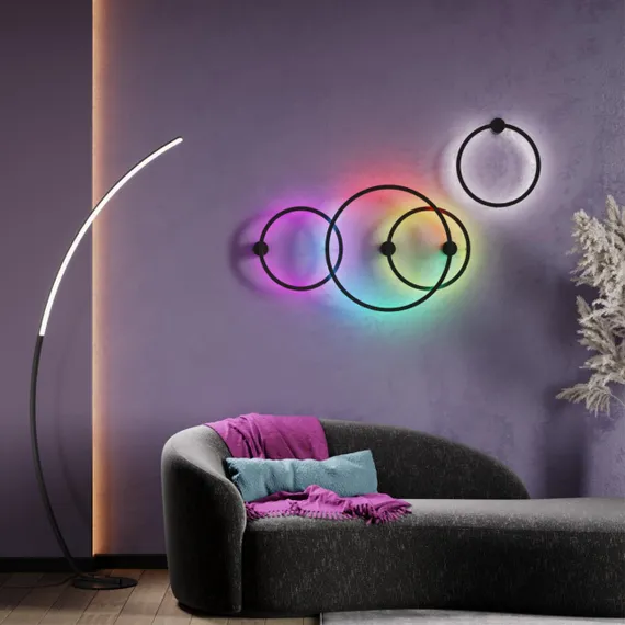 4386/24WL HIGHTECH ODL23 000 черный/металл Настенный светильник IP20 RGB динамическая подсветка ПДУ в комплекте LED 24W 3000K OMEN