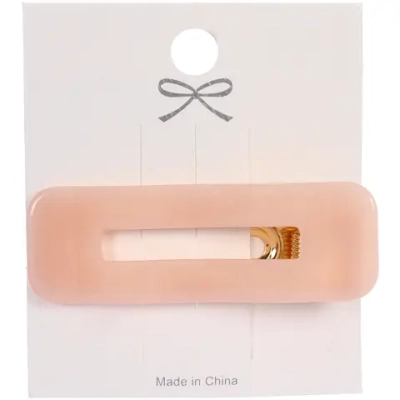 Зажим для волос «ЛАВИТА», прямоугольник, цвет пудровый, 6,7*2,3см (белый блистер)