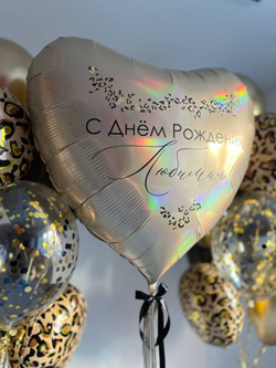 Набор воздушных шаров с стиле леопард черны/хром золото №3208