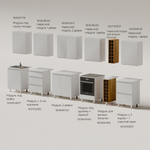 Кухонный гарнитур Севилья 2 м, со столешницей, ЛДСП и Массив дуба