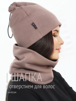 Шапка бини с начесом для хвоста, дред и кос