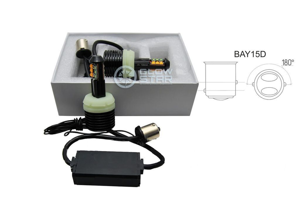 ДХО в поворотники LED S25 (1156-180) 40W CREE, ДХО+Поворот (Белый+Желтый) 12v, комплект (2шт)