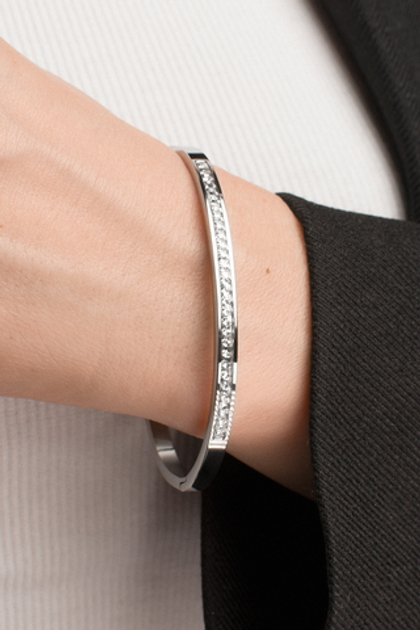 Браслет стальной "Дорожка кристаллов": в серебристом цвете