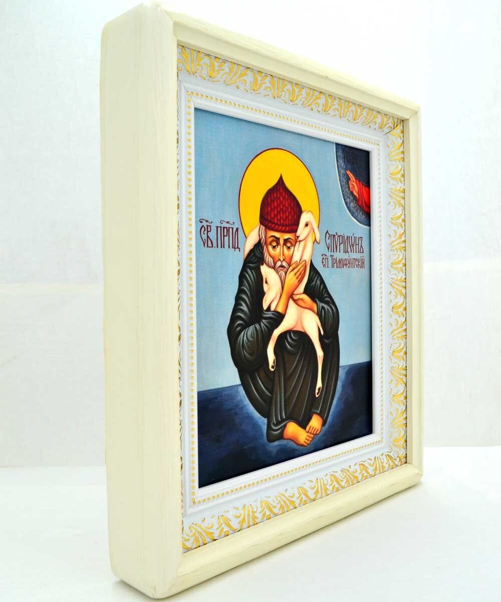 Спиридон с овечками. Рукописная икона.