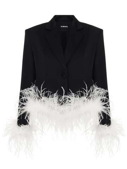 Костюм брючный с перьями