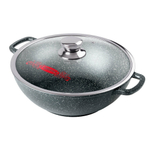 Казан 4л 28*10см Гранит Induction с литыми ручками и стеклянной крышкой, Икн2832аг