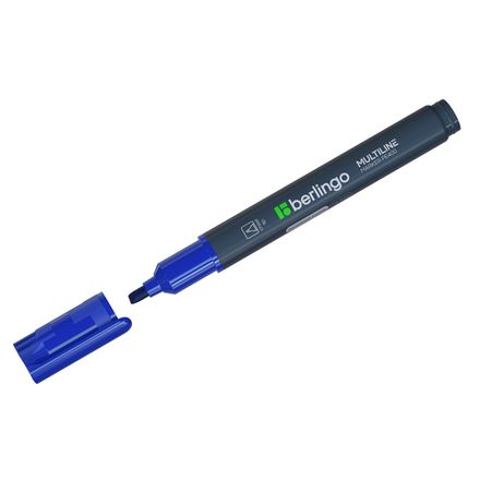 Маркер перманентный скошенный 0,5-4мм, Berlingo, синий