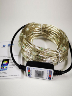 Гирлянда новогодняя светодиодная RGB управление со смартфона, для елки украшения для дома, 5 метров 50 лампочек