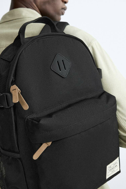 ZARA РЮКЗАК ИЗ НЕЙЛОНА, ЧЕРНЫЙ