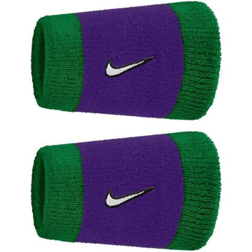 Напульсник теннисный Nike Swoosh Double-Wide 2P - clover/fierce purple/white