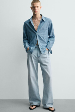 ZARA ДЖИНСЫ FLARED FIT, ГОЛУБОЙ