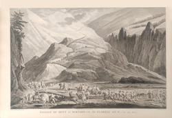 Наполеон. Прохождение горы Сен-Бернар. Гравюра. Париж. 1834