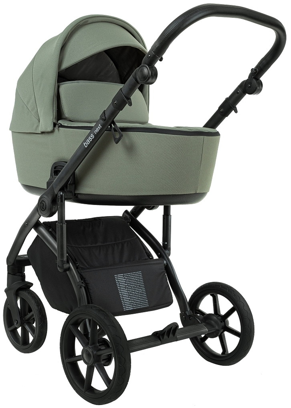 Детская коляска Roan Bass Next 2.0 3 в 1 с автокреслом Tutis Elo Lux EduSky Black BSN/43/2 Sage Green/Black/руч.Black