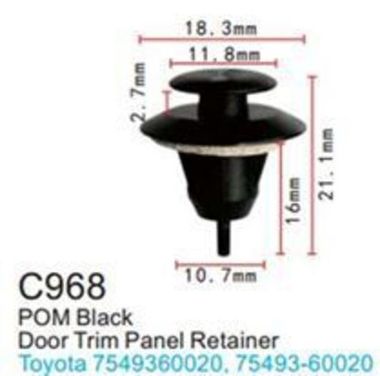Клипса для крепления внутренней обшивки а/м Тойота пластиковая (100шт/уп.) Forsage клипса C0968(Toyota)