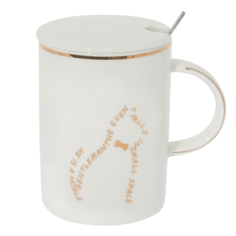 GAEM Кружка с крышкой и ложкой, 400 мл, L11,5 W8 H11,5 см, 4в.