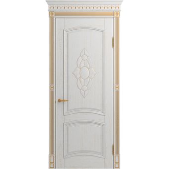 Межкомнатная дверь массив ясеня Viporte Бристоль Декор аворио патина золото глухая