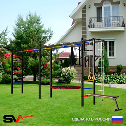 Уличная шведская стенка Sv Sport рукоход х 2 У52611.1 (Турник/Брусья/Скамья/Гнездо 100см/Кронш бокс/Канат/кольца/лестница)