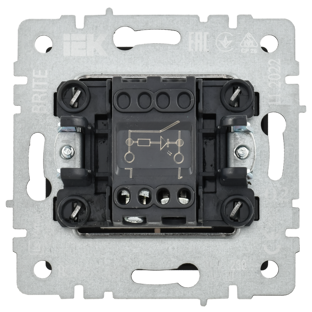 BRITE Выключатель 1-клавишный с индикацией 10А ВС10-1-1-БрТБ темная бронза IEK