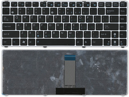 Клавиатура для ноутбука Asus U20, U20A, U24, UL20, Eee PC 1201 series (Черная, с серебристой рамкой)