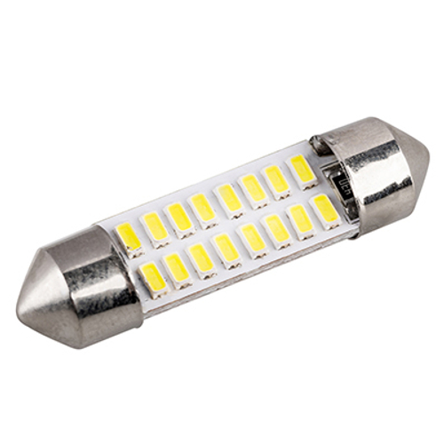 Автолампа диод T11 (C5W) 12V 16 SMD диодов 1-конт 36мм Белая 2 шт. SKYWAY