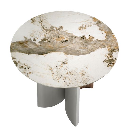 Обеденный стол 1148/RT23067 из серебристого дерева, ореха и керамики с мраморной отделкой Испания