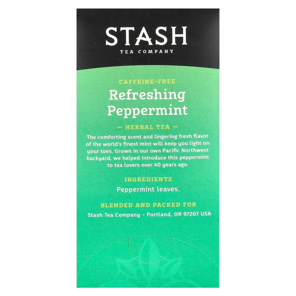 Stash Tea, Herbal Tea, освежающая перечная мята, без кофеина, 20 чайных пакетиков, 20 г (0,7 унции)