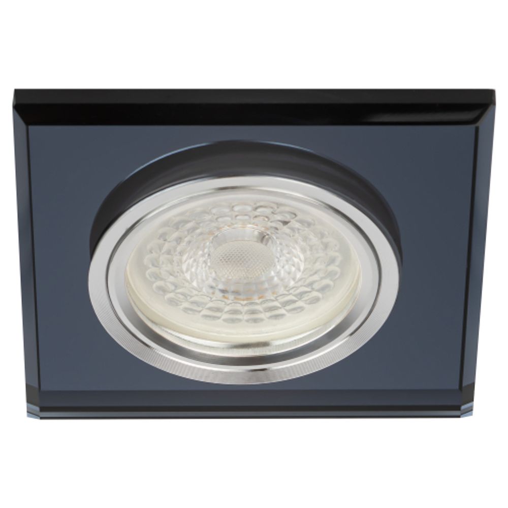 DK8 CH/BK Светильник ЭРА декор стекло квадрат MR16,12V/220V, 50W, хром/черный