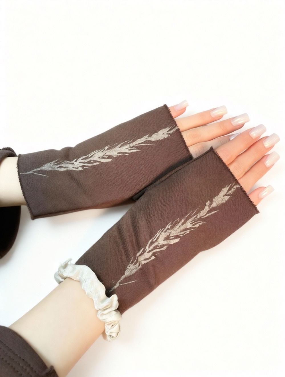 Митенки с принтом «Колосья»