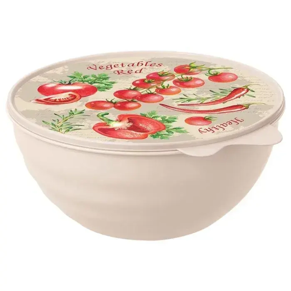 МИСКА С КРЫШКОЙ С ДЕКОРОМ WAVE 0,85Л (Бежевый)