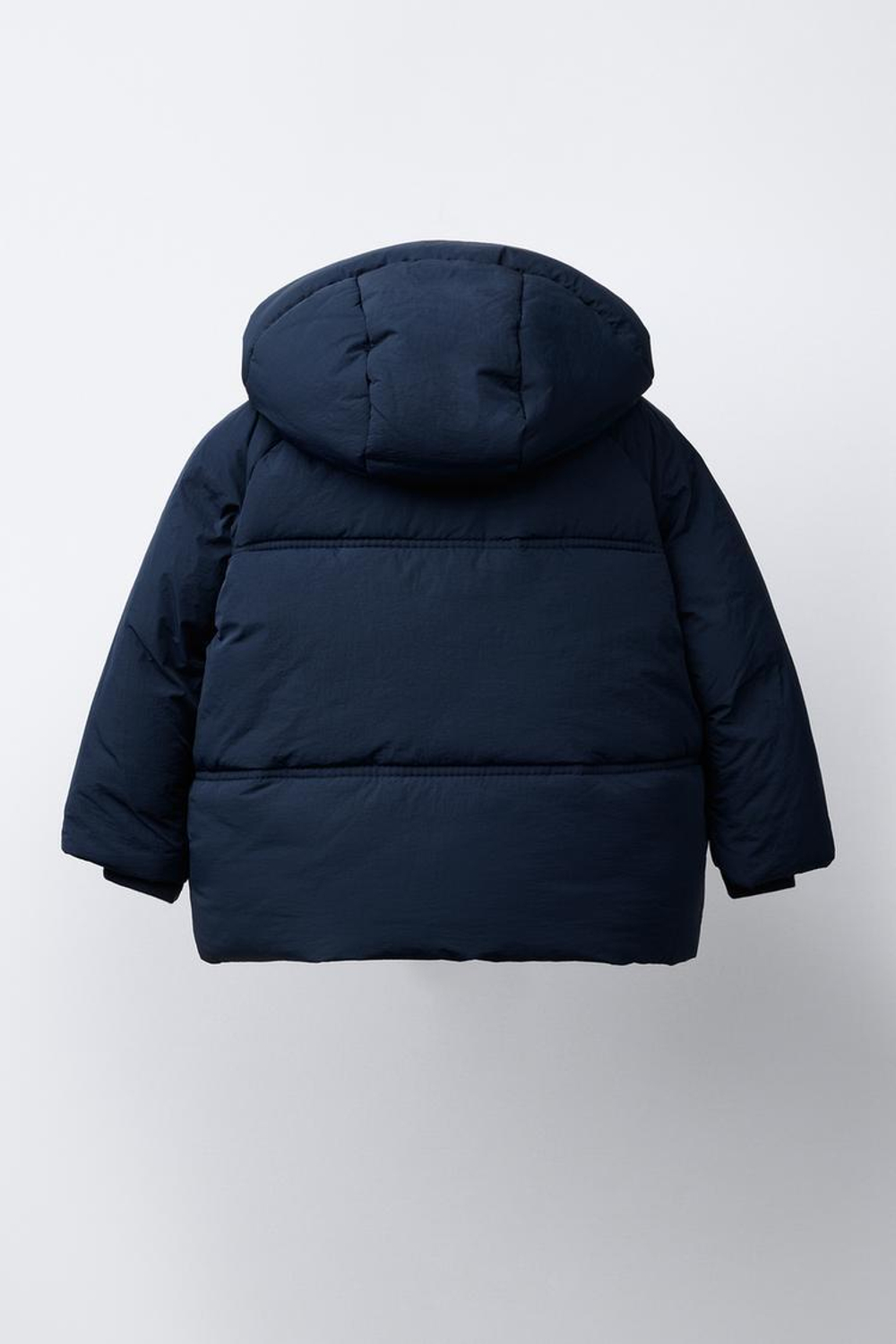 ZARA СТЕГАНАЯ КУРТКА С КАПЮШОНОМ WATER REPELLENT, МОРСКОЙ СИНИЙ