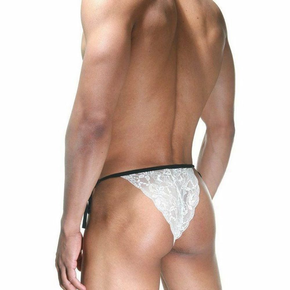 Мужские трусы танга белые кружевные La Blinque LB15275
