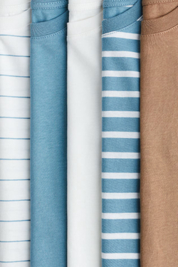 H&M Набор из 5 футболок из хлопка, бирюзовый