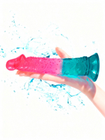 Яркий двухцветный фаллоимитатор с присоской (Цвет: разноцветный)