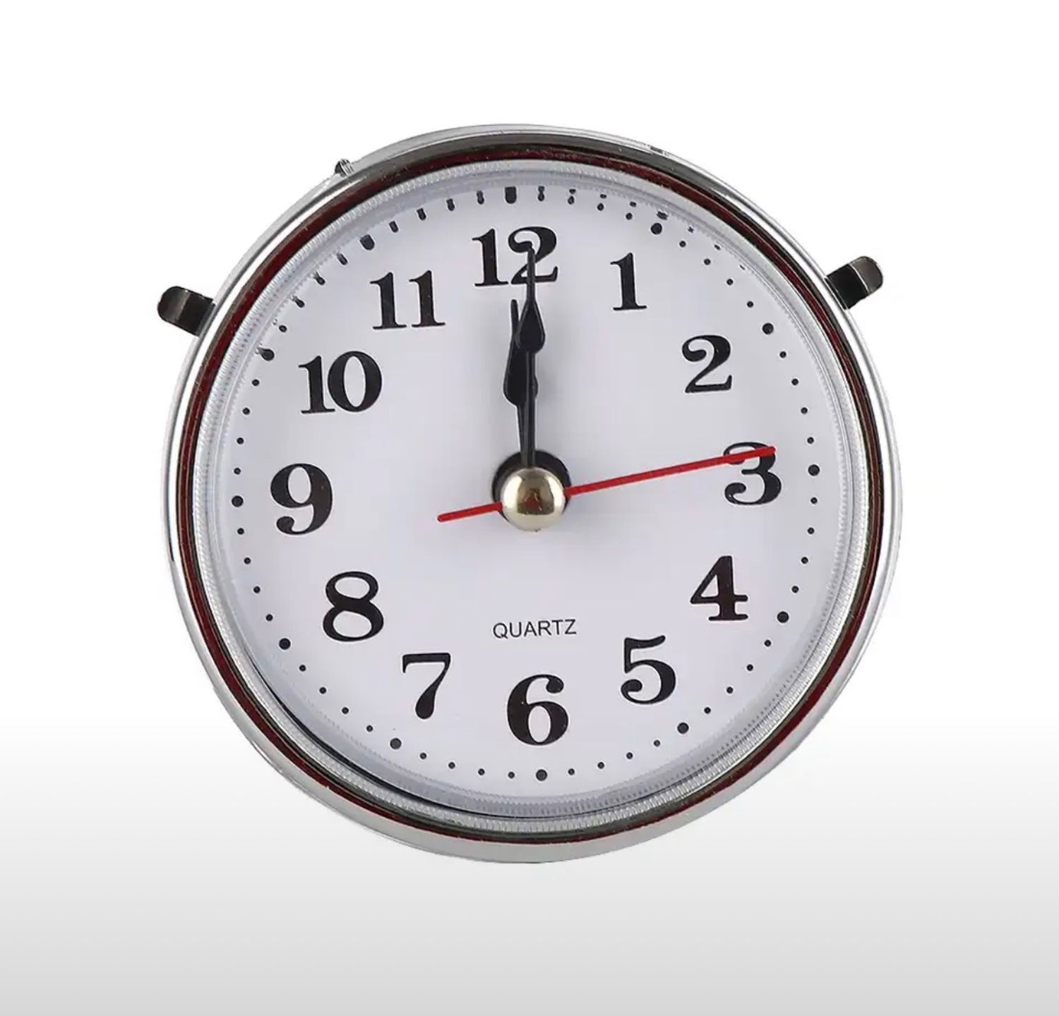 Часы кварцевые с циферблатом, вставка с арабскими цифрами, с белой лицевой серебро отделкой,65мм