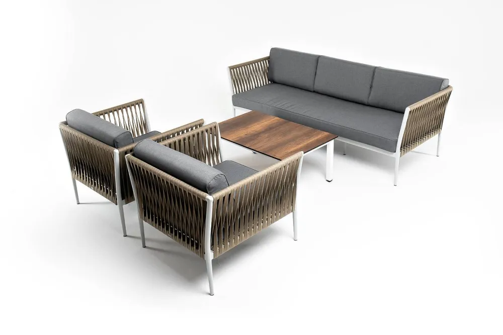 "Касабланка" лаунж-зона плетеная из роупа 5-местная, цвет серый