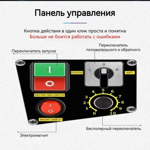 Сверление отверстий с магнитным седлом промышленного класса, 1580 Вт/1300 Н/800 об/мин, регулируемая скорость сверления и реверсирования резьбы