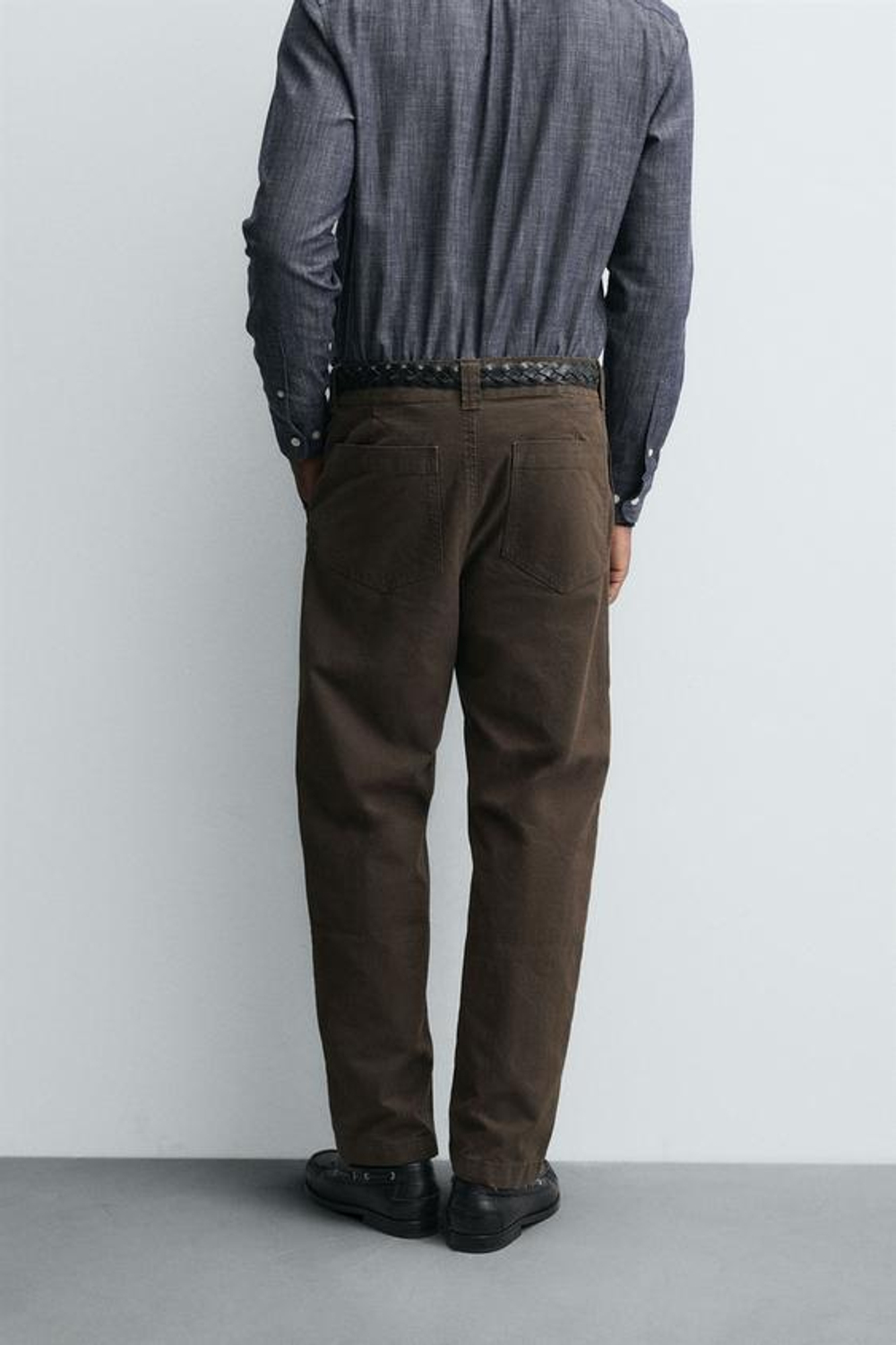 ZARA БРЮКИ STRAIGHT FIT С ЭФФЕКТОМ ПОТЕРТОСТИ, КОРИЧНЕВЫЙ