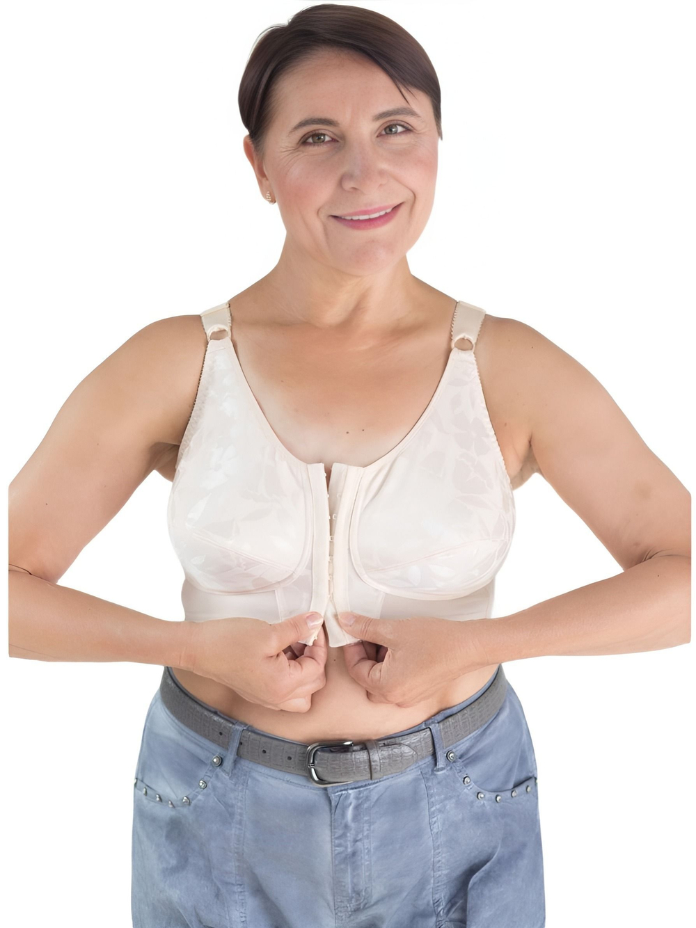 Полуграция с передней застежкой, корректором осанки, без косточек, 80C бежевый