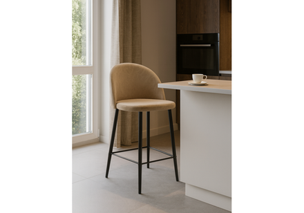 Барный стул Woodville Амизуре бежевый, черный матовый, ножки черные