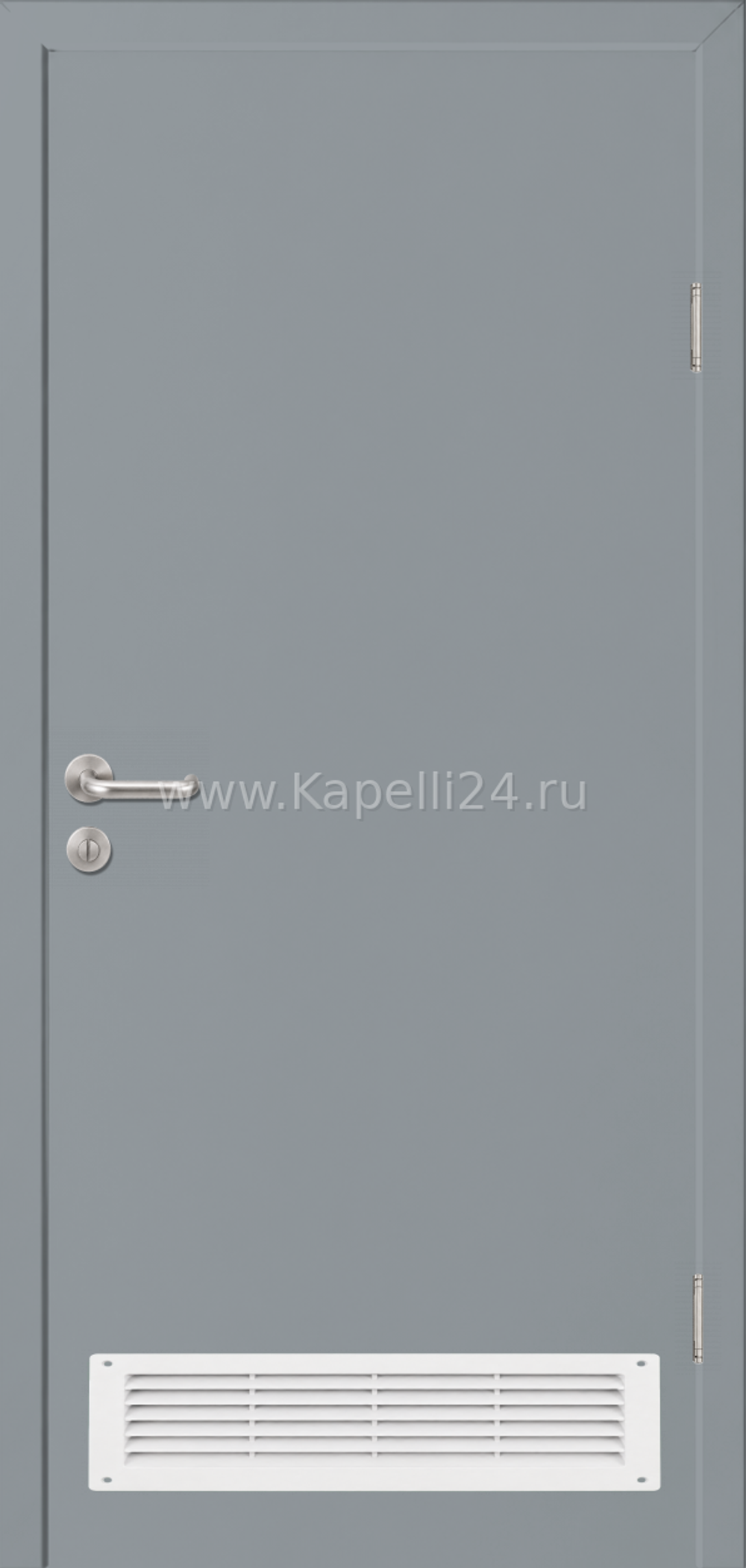 Влагостойкая Дверь Капель однопольная Телегрей 2 RAL 7046 Вентиляционная решетка белая