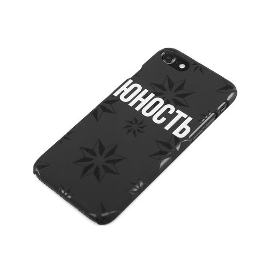 Чехол ЮНОСТЬ Роза ветров - Лого Юность Черный, Пластик Soft Touch, 6/6S
