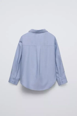 ZARA РУБАШКА ОКСФОРД И ТОП В РУБЧИК, ГОЛУБОЙ