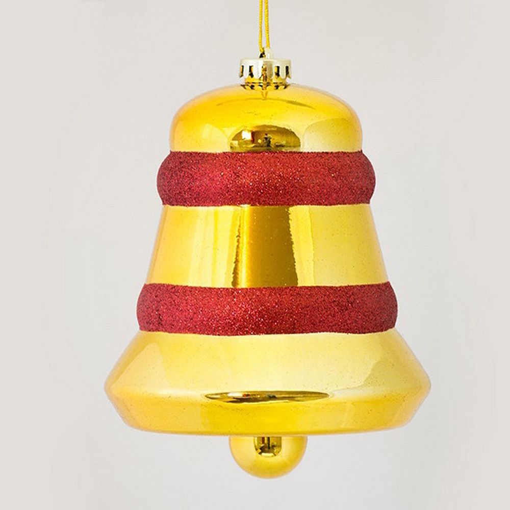 Большая елочная игрушка "Колокольчик объемный" золотой