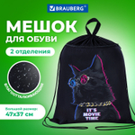 Мешок для обуви BRAUBERG с петлёй карман на молнии 47х37 см "Movie time" (3 штуки в упаковке)