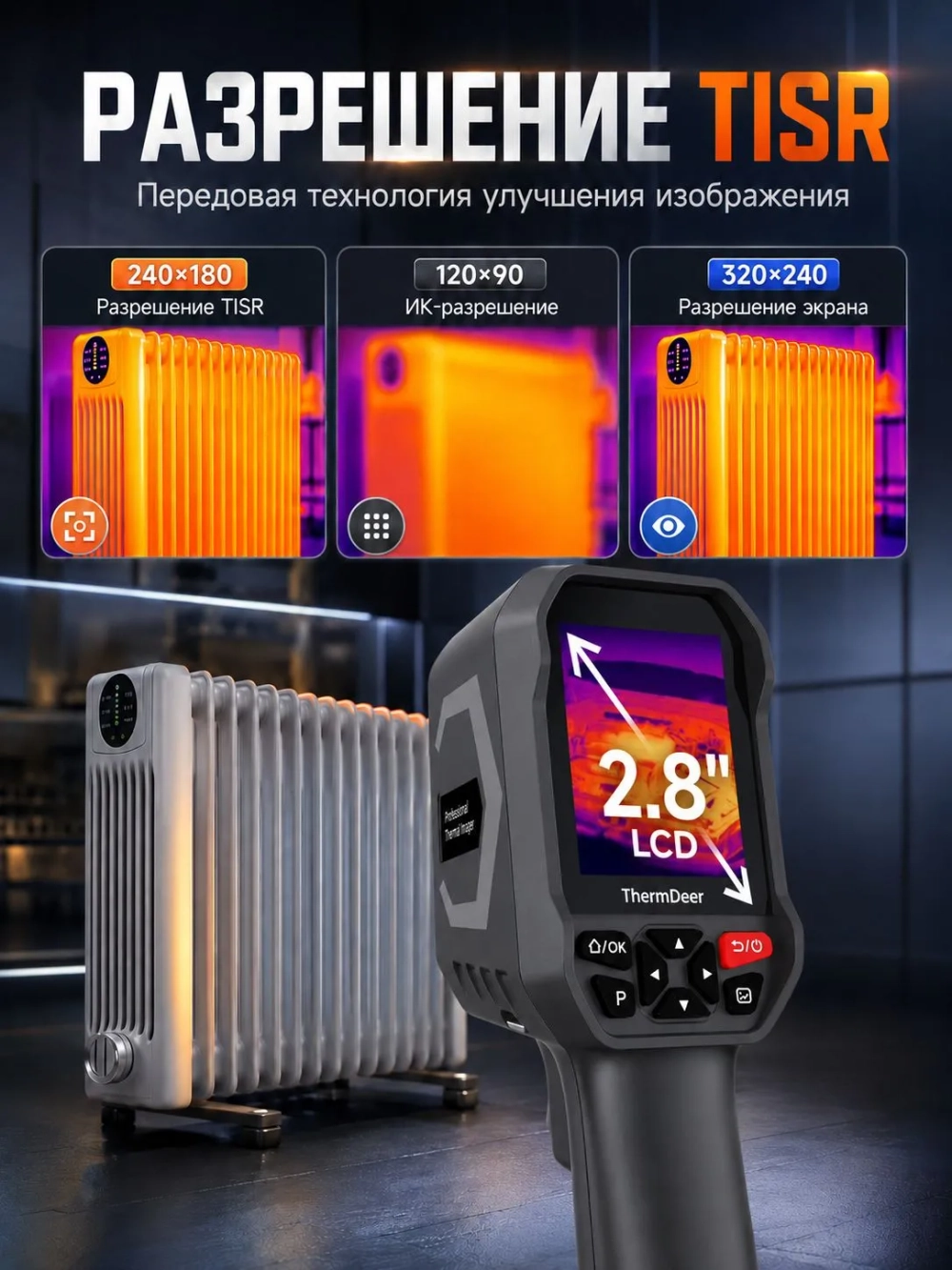 Тепловизор ThermDeer, инфракрасная камера 120*90, 8 ГБ, фото и видео