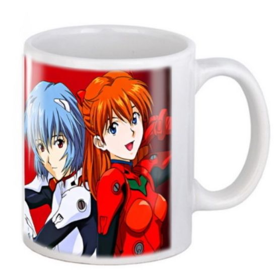 Кружка керамическая Евангелион, Evangelion, герои на красном, 330 мл
