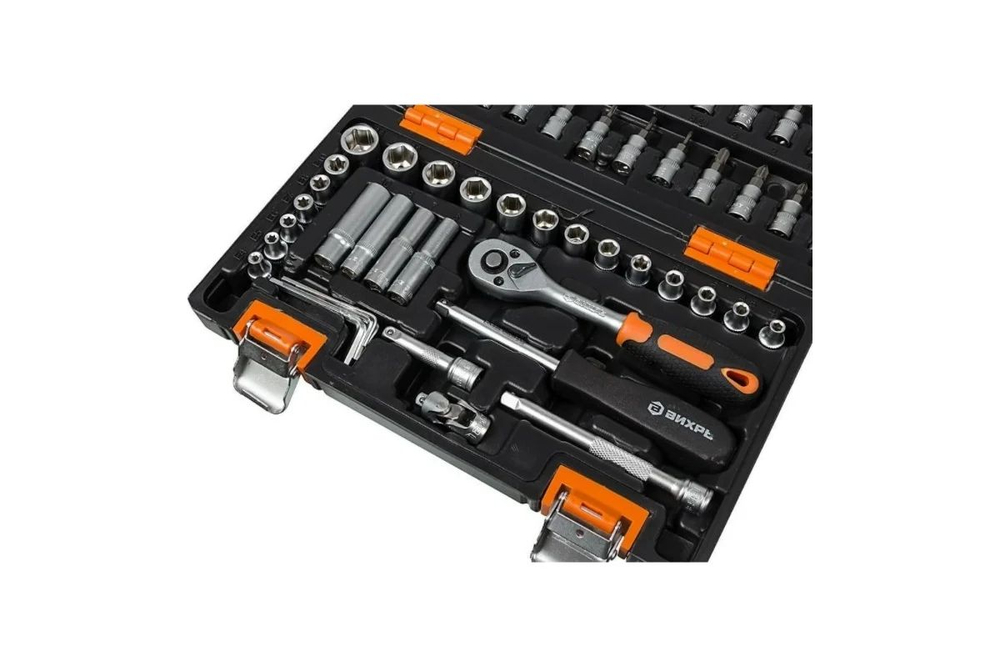 Набор инструментов, 1/2 , 1/4 , CrV, пластиковый кейс 82 предмета Вихрь