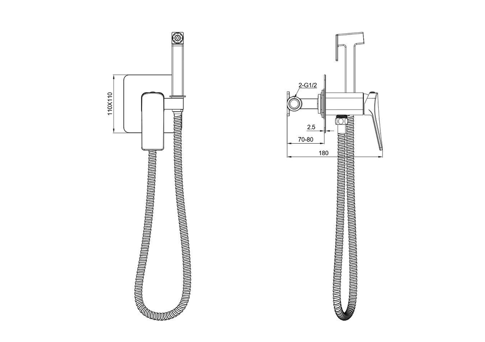 Смеситель для биде с гигиеническим душем BRUNNENBERG 011