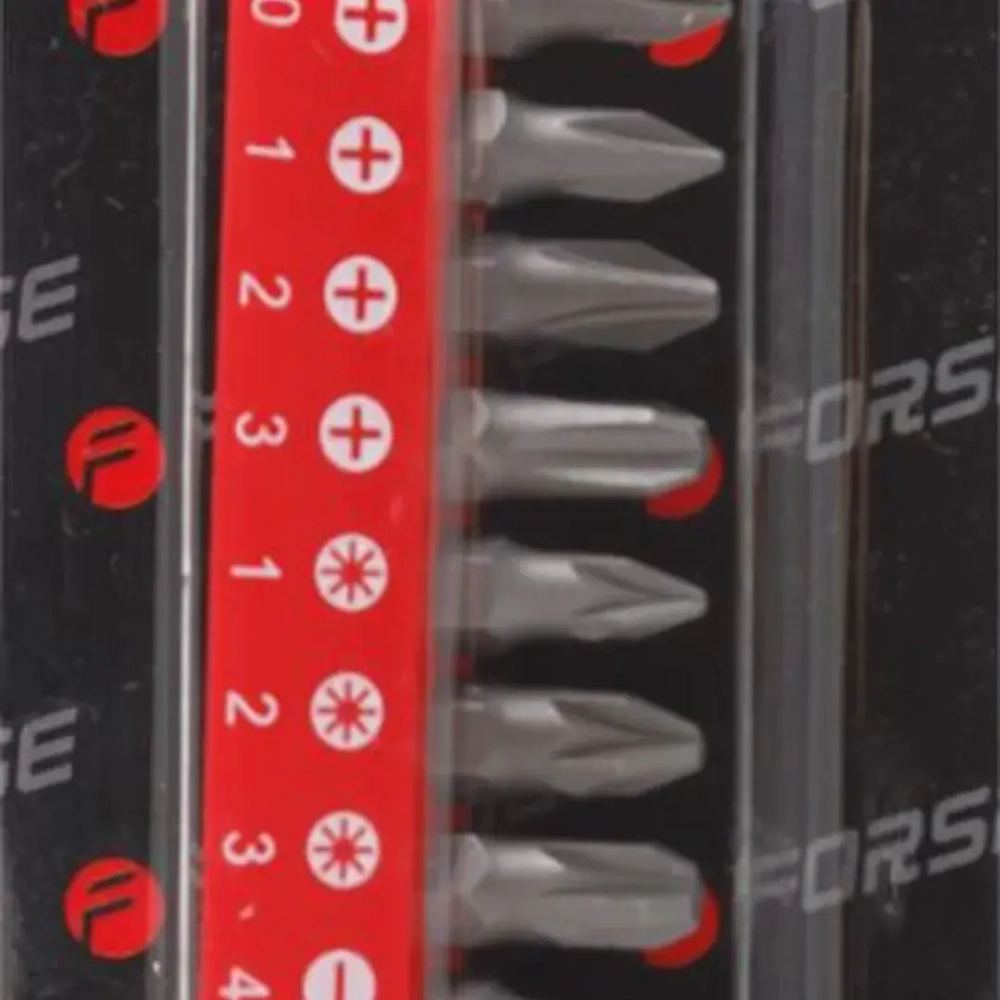 Набор бит 10пр. 1/4''(PH.0,1,2,3, PZ.1,2,3, SL 4, 5.5, 6.5мм-25мм),в блистере Forsage F-21020